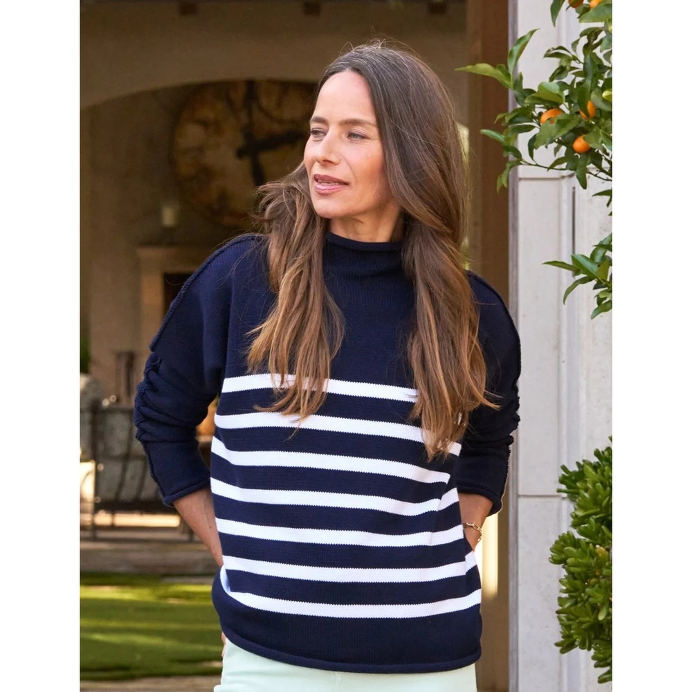 Frank and Eileen Sweater Monterey Rolled Funnel Neck
